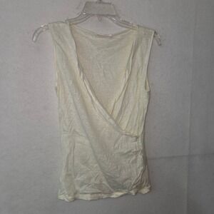 RIVAMONTI Cream Linen Blend Sleeveless Wrap Top Size XL Fits L Made In Italy
